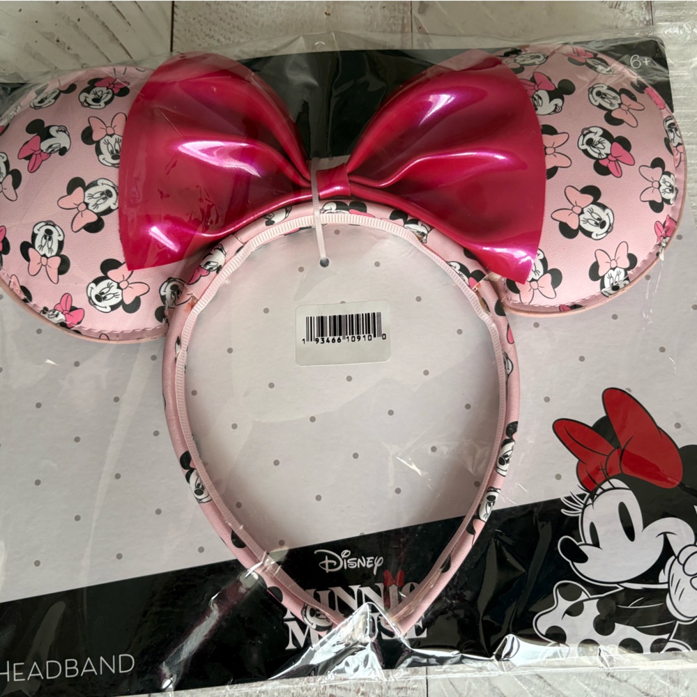 Disney Pink Minnie Mouse Metallic Bow Ear Headband